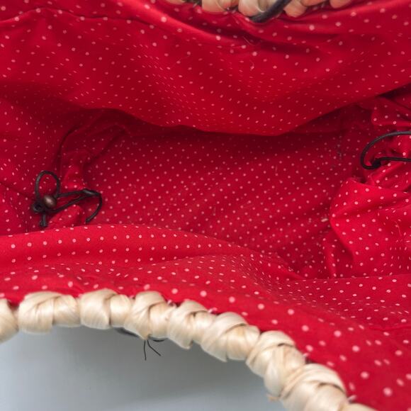 Straw Tote Bag with Wooden Beaded Handles "Picnic Style" - Picture 8 of 9